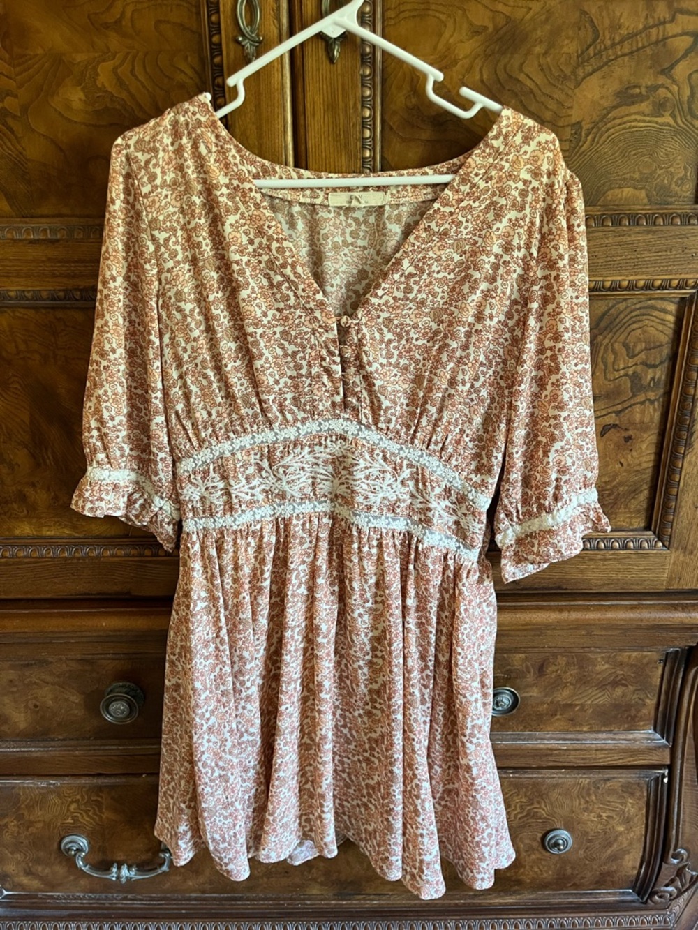 Chelsea & Violet Floral Lace-Trim Midi Dress